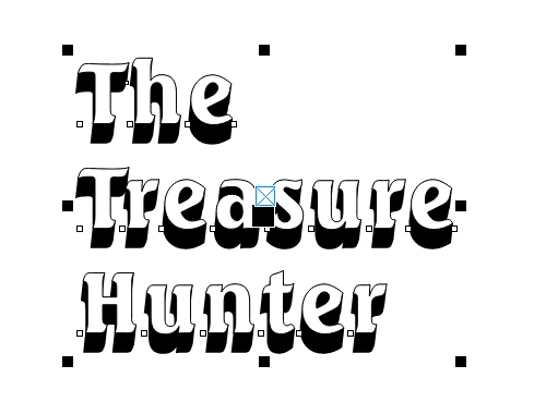 Coreldraw:テキストをブロック影で立体的な強調で仕上げた例