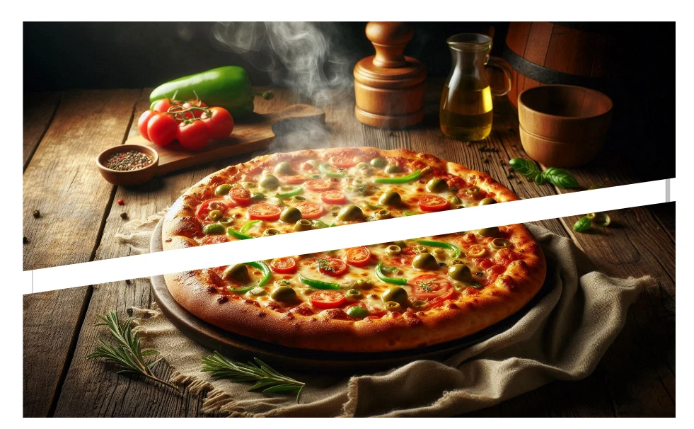 CorelDRAW:ナイフツールで斜めにカットしたピザの画像